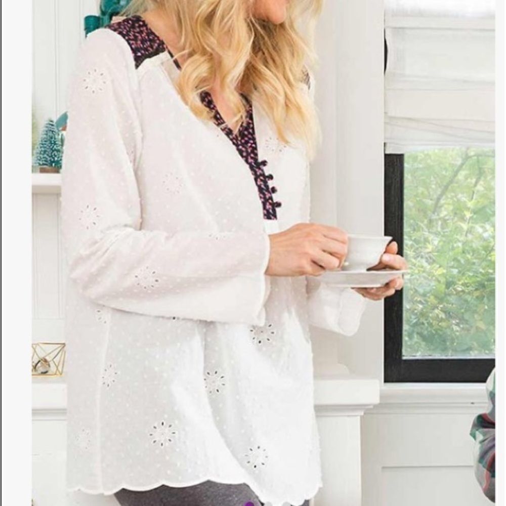 🆕matilda Jane White Snow Globe Eyelet Long Sleeve